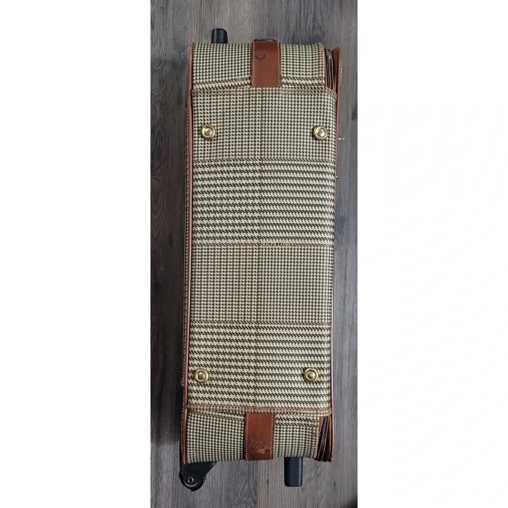 Vintage Polo Ralph‎ Lauren Leather Trim Brown Plaid Carry-On 22
